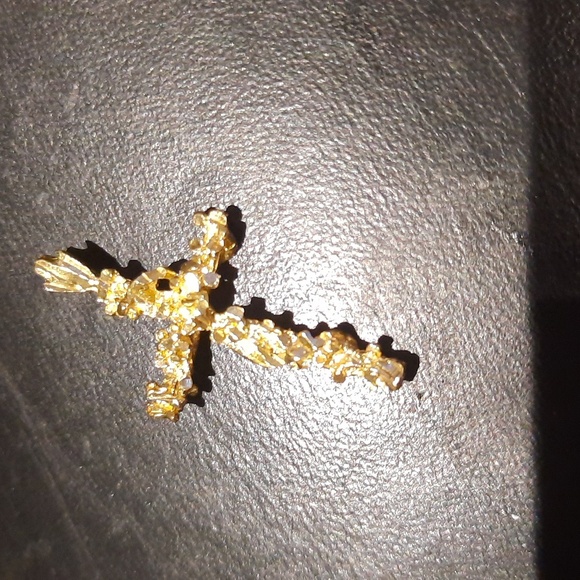 AUTHENTIC GENUINE SOLID 14K YELLOW GOLD DIAMOND 💎 CUT CROSS ✝️ PENDANT CHARM - Picture 2 of 7